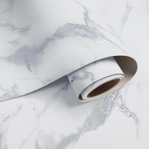 VaryPaper Matte Grey White Marble Contact Paper, 15.7''x78.7'', Peel and Stick Waterproof Vinyl Wrap for Countertops