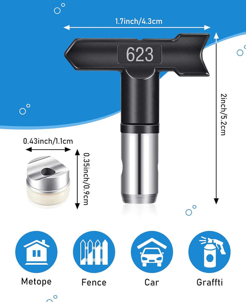 Spray Nozzle Spray Tip - Reversible Spray Tips for Airless Paint Sprayer, 5 Pieces - 211, 313, 415, 517, 623