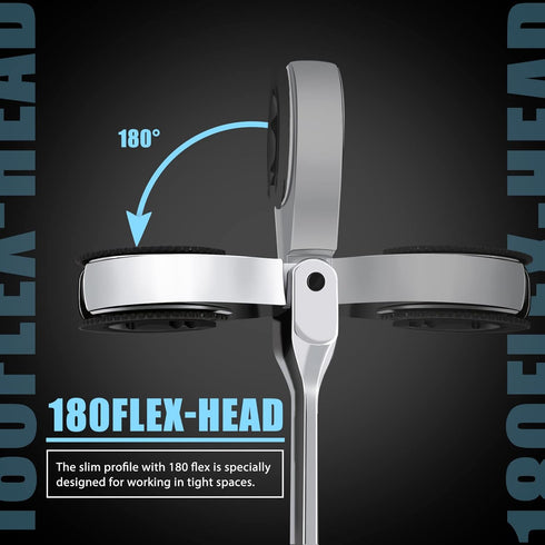 1PC 16mm Open Flex-Head Ratcheting Wrench, Metric Ratcheting Spanner with 75 Teeth, Chrome Vanadium Steel