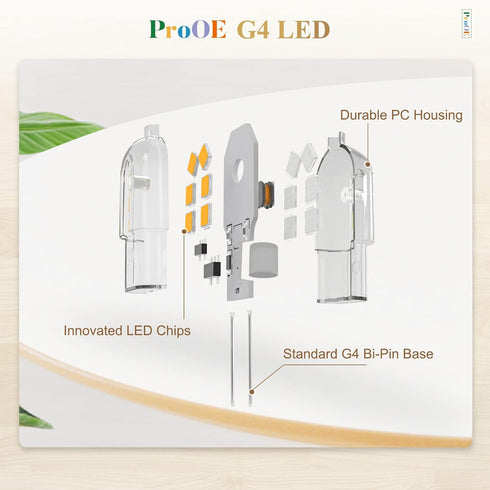DiCUNO ProOE G4 LED Bulb 20W Equivalent, 12V, 1.5W JC Bi-pin Base, Warm White 2700K, 180LM, Pack of 10 Landscape Bulb