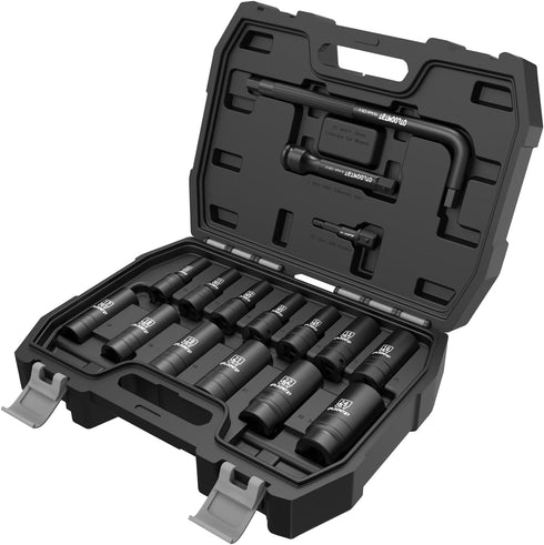 OTLOOMTBT 16PCS 1/2 In Drive Thicker Impact Socket Set, High Durability Industrial Grade