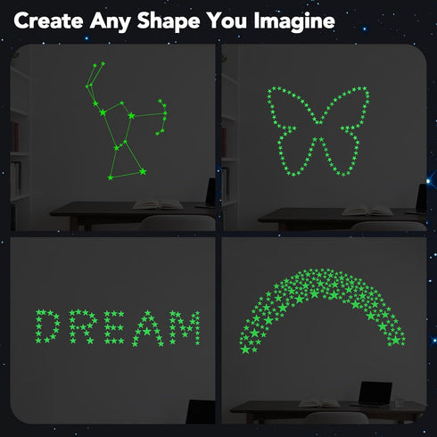 AOWDIAO 630Pieces (4Sizes) Glow in The Dark Star Stickers Luminous Ceiling & Wall Decor for Kids Bedroom, Nursery
