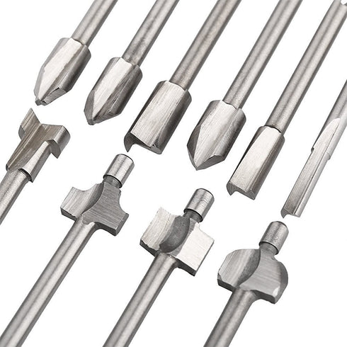 10Pcs Titanium Router Bits, 1/8" Shank Carbide Engraving Milling Cutter Set for DIY Woodworking