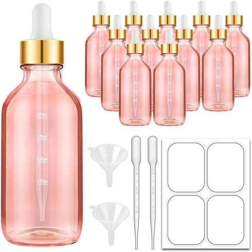 Pink Dropper Bottles 4oz, Bumobum Oil Bottles for Hair Glass Eye Dropper