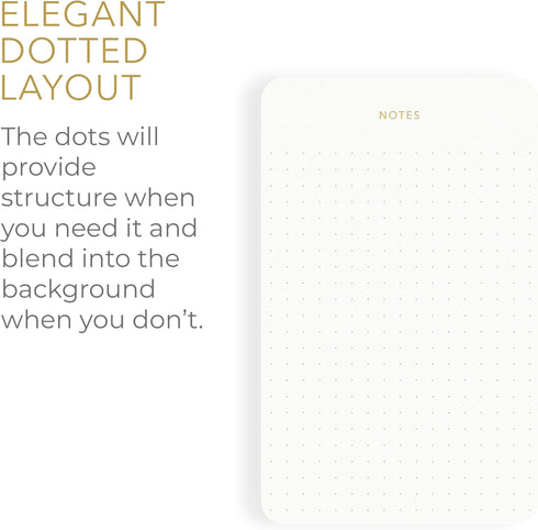 Elegant Executive Notepads, Minimalist Gold Foiled Memo Pads, Dotted Layout, 3 Pack, 225 Sheets Total, Eco-friendly