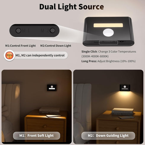 3 Dimmable Stairs,Hallway,Closet,Cabinet,Bedroom,Black WOBSION Rechargeable Wireless Motion Sensor Stair Lights