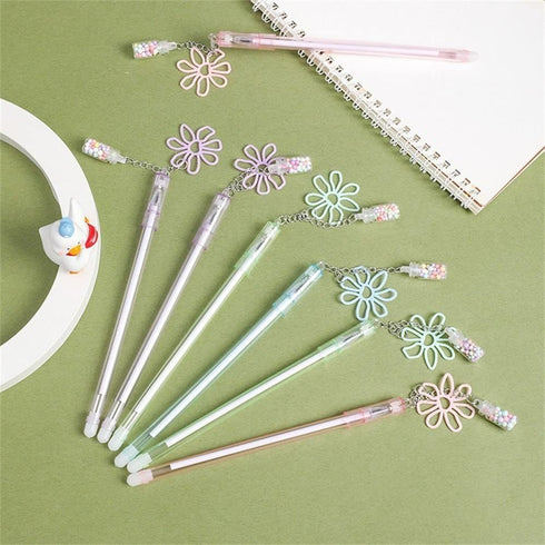 Katartizo 1PC Cute Drifting Bottle Bear Pendant Gel Pen, Sweet Lovely Erasable Stationery for School Office Supplies