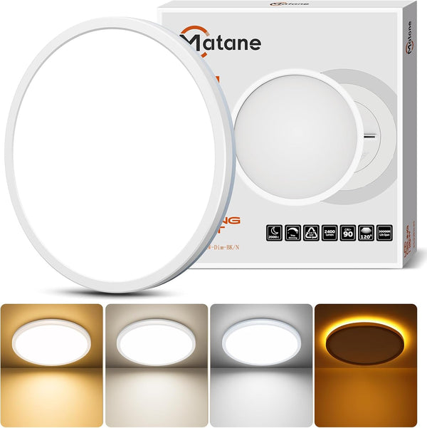 Matane 12in Dimmable Flush Mount Ceiling Light Fixture with Night Light, 2400LM