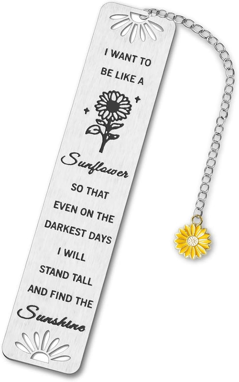 Kaluofan Sunflower Gifts for Women Girls, Inspirational Bookmarks with Sunflower Chain, Book Markers