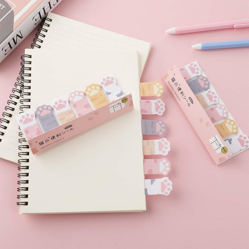 cobee 360 Sheets Cute Animals Sticker Bookmarks, 3 Packs Cat Paw Memo Pad, Sticky Notes & Page Markers