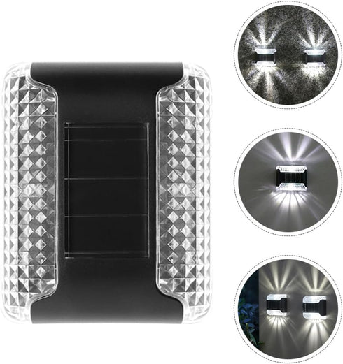 2pcs Toyvian Solar Wall Lights Outdoor Solar Sconce Lights Waterproof White Powered Garden Decorative Lamps for Porch