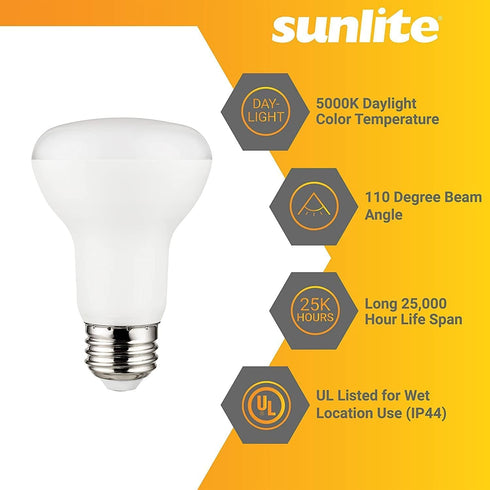 Sunlite 81393 LED 90 CRI R20 Recessed Light Bulb - 8 Watts (50W=), 525 Lumens, Dimmable, 5000K Daylight