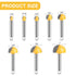 UTRUSTTO Set 1/4 Inch 8 1/4", 5/16", 3/8", 1/2", 5/8", 3/4", 7/8", 1" Cove Box Router Bit Shank, Pcs Solid Carbide