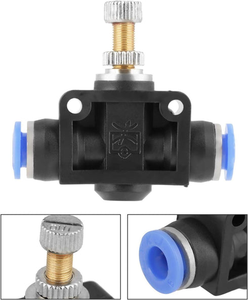10Pcs/Set Pneumatic Speed Valve Air Valve Pneumatic Hose 6mm Throttle Valve Check Valve Pneumatic Throttle Valve Push In Speed Controller Air Control Valve Connector