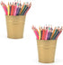 Pen Holder Cup for Desk, Metal Marker Organizer, Small Tinplate Flower Pot for Office Home Storage (2 Pack, Gold)