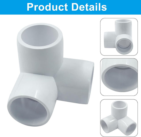 Biaungdo 4 1/2" 3 Elbow Elbow Pcs PVC Pipe Fitting, Way Pipe Connector Furniture Grade Corner Fittings PVC Fitting