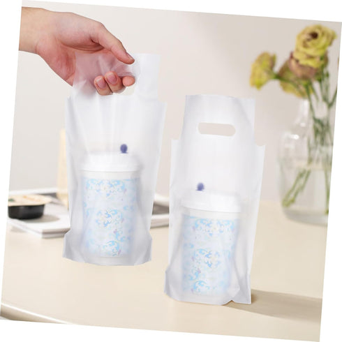 500Pcs MAGICLULU Takeout Beverage Bags with Handles Portable Coffee Cup Carriers for Shops for Milk Tea Coffee Shops
