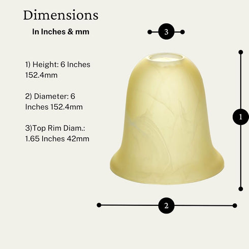 6"x6", (1-Pack) LIGHTACCENTS Alabaster Glass Pendant Light Shade - Farmhouse Style Chandelier Shades, Socket Nut
