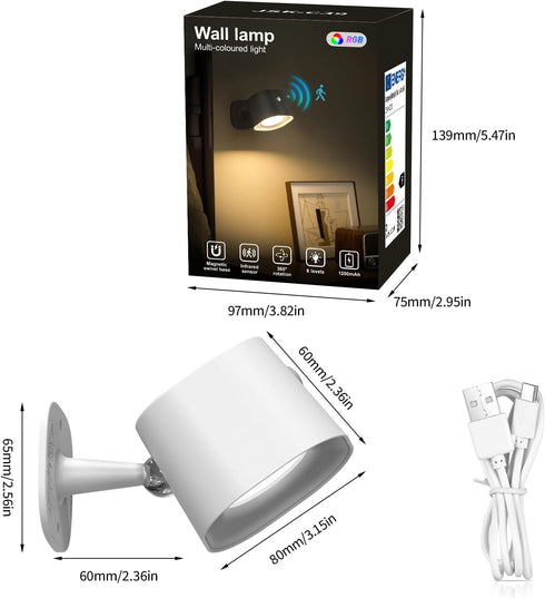 Dengfire 11 Dimmable 2200mAh Motion Sensor Wall Light with Remote Control, Lighting Mode & Wireless Wall Sconces