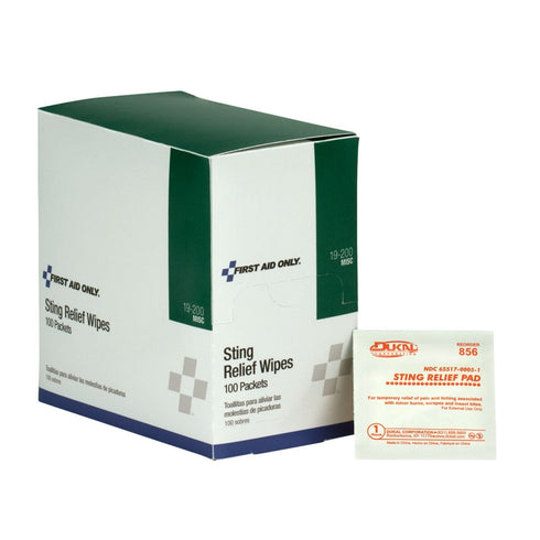 First Aid Only 19-200 Sting Relief Wipes, 100 Count