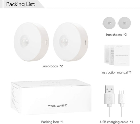 8 3 Closet, (2 Pack Motion Sensor LED Night Light, Rechargeable, Colors, Modes, for Bedroom, Hallway, Cabinet, Stairs
