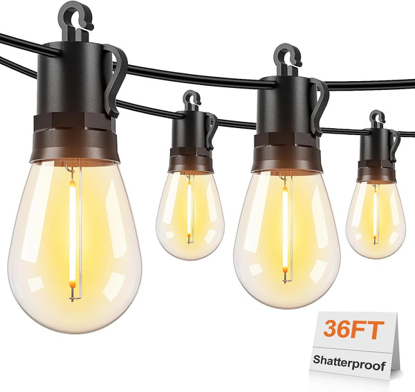 Brightever LED Outdoor String Lights 36FT, Patio Lights Outdoor Waterproof with 13
