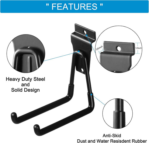 Slatwall Hooks, Heavy Duty Garage Slatwall Accessories, Slatwall Panel Hooks Assortment, Black (16 Pack)