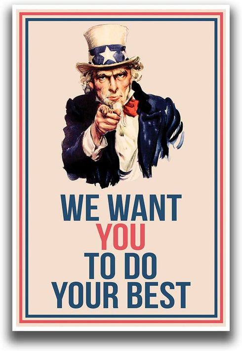JSC376 Uncle Sam We Want You Classroom Poster, 18-Inches by 12-Inches, Premium 100lb Gloss Poster Paper