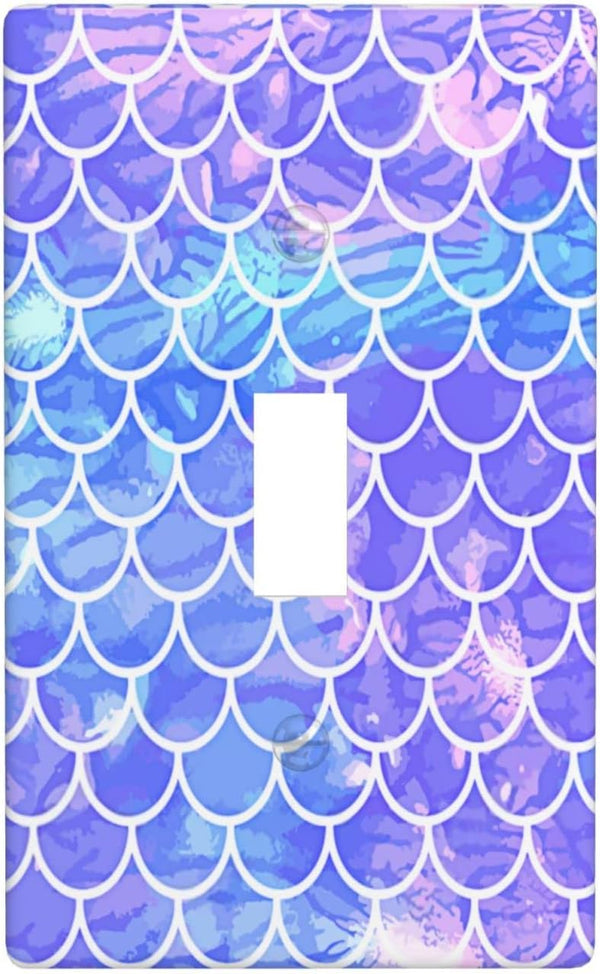 Purple Mermaid Scales Single Toggle Light Switch Plate Cover, Decorative Wall Plate for Home Bedroom Kitchen