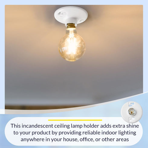 4 Pcs 660w 250v Medium Base E26 Lampholder Keyless Top Lamp Holder Ceiling Light Sockets White Phenolic