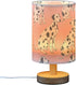 Bseiialft Animals Dalmatians Dogs Pink Bedside Table Lamp Nightstand Lamp with Wood Base Night Light Linen Fabric Shade