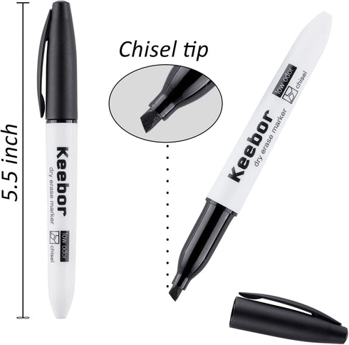Dry Erase Markers Chisel Tip Black, Low-Odor Black Marker,72 Pack White Board Markers, Office & School Supplies by Keebor