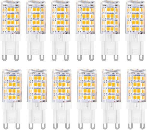 G9 LED Light Bulbs, 5W (40W Halogen Equivalent), 100V-240V, 430LM, Warm White 3000K, G9 Base, 12-Pack