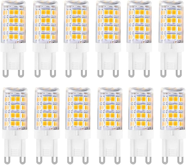 G9 LED Light Bulbs, 5W (40W Halogen Equivalent), 100V-240V, 430LM, Warm White 3000K, G9 Base, 12-Pack