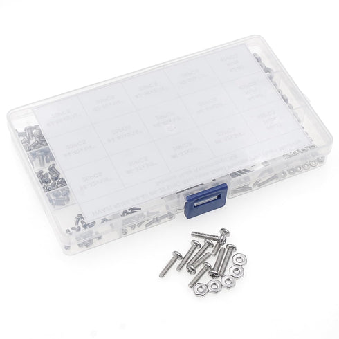 #2-56 #4-40 #6-32 UNC Stainless Steel Phillips Pan Head Machine Screws Nuts Assortment Kit