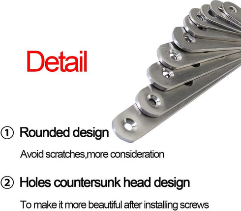 4 pcs 8 Hole Stainless Steel Straight Corner Brackets, 245mm / 9.7" Flat Fixing Mending Brace Plates with Screws