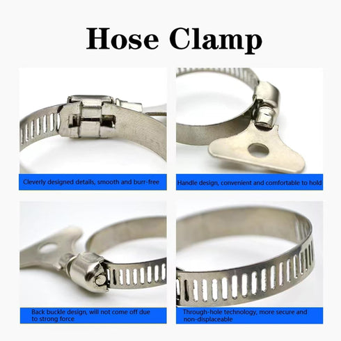 10-Pack 304 Stainless Steel Hose Clamps with Adjustable Thumb Screw, Ideal for Plumbing and Automotive Use