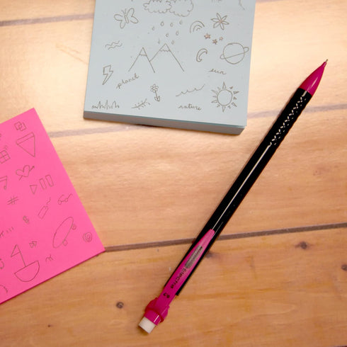 BAZIC Mechanical Pencil Electra Noir 0.7mm HB, Smooth Writing Lead, Latex Free Eraser, for Drafting Drawing Sketching