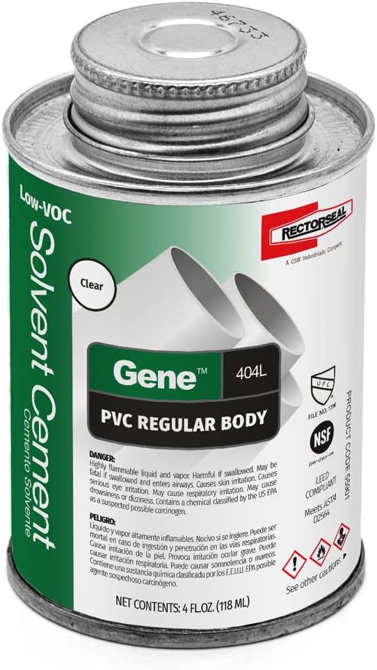 Rectorseal 55901 1/4 Pint 404L Regular Body Low Voc Pvc Solvent Cement by Rectorseal