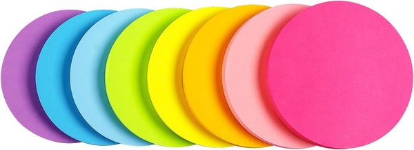 Round Sticky Notes 8 Color Bright Colorful Sticky Pad 75 Sheets/Pad Self-Sticky Note Pads