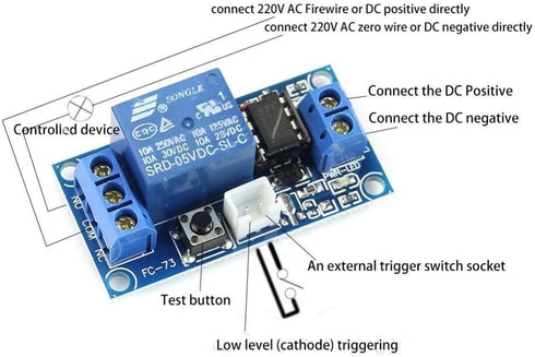 HiLetgo 5V 1 Channel Self Locking Bistable Relay Module for MCU Control, One Button Start/Stop