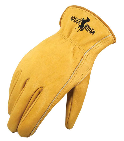 Galeton Rough Rider Premium Leather Driver Gloves, Medium, Gold, Elastic Back (25001PR-M)