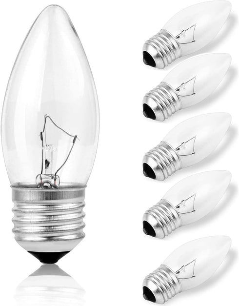 Tiqian 40W Incandescent Torpedo Tip Chandelier with Crystal Clear Incandescent Light Bulbs Tip