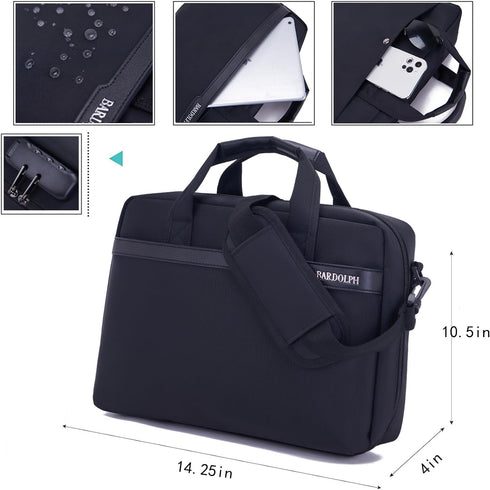 BARDOLPH Portable Nylon File Folder, 11.6in x 8.2in, Black, Lightweight, Large Capacity, 3-Digit Combination Lock