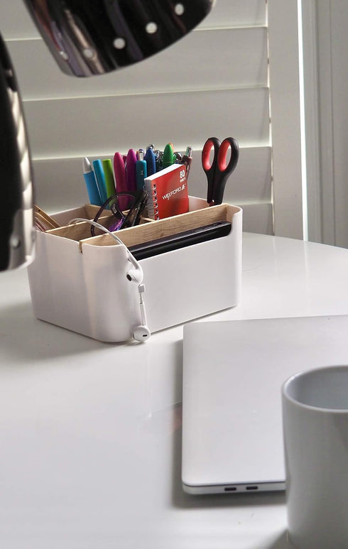 REPUS Industries Multi-Purpose Organizer & Storage Box, Remote Control Holder, MakeUp holder, Modern Desk Side