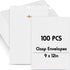 Geyee 100 Pcs Clasp Envelopes, 9 x 12 Inch Manilla Gummed Mailing Envelopes for Home Office Business Supplies