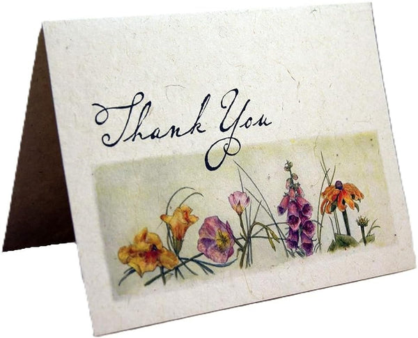 Generic Seed Paper Thank You Card Wildflower Watercolor Print Set of 10