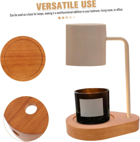 Cabilock Natural Solid Wood Drop-shaped Lamp Base for Desk Light Elegant Nightstand Holder for Home Decor and Office