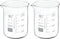 PATIKIL 400ml Low Form Glass Beaker, 2 Pack, 3.3 Borosilicate Glass with Graduated Scale for Kitchen Lab