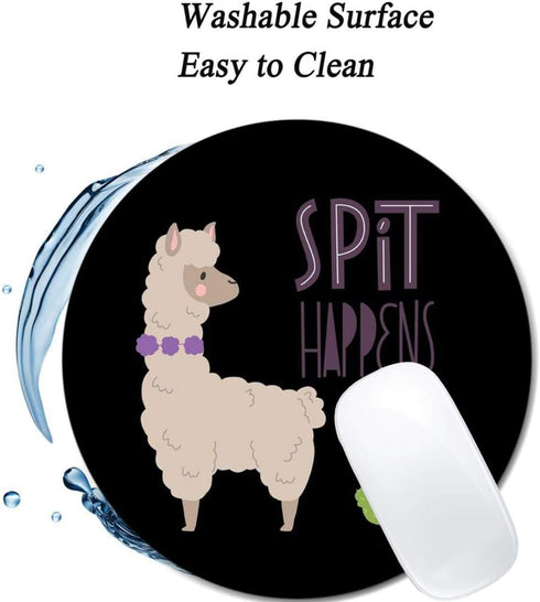 Cute Llamas Alpaca with Cactus Mouse Pad, Round Non-Slip Rubber Mousepad for Laptop Office Decor